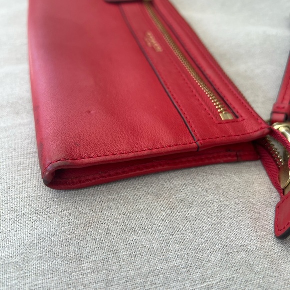 Coach Cherry Red Leather Wristlet - Picture 3 of 4